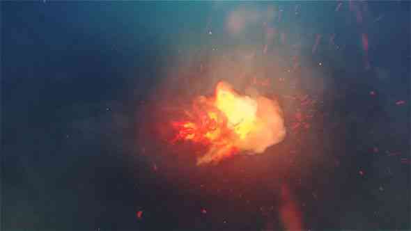 Preview of powerful action game intro where the logo bursts forth from a dynamic explosion effect.