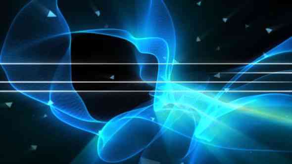 Preview screenshot of a minimalist gaming intro with dynamic blue gradient lines.