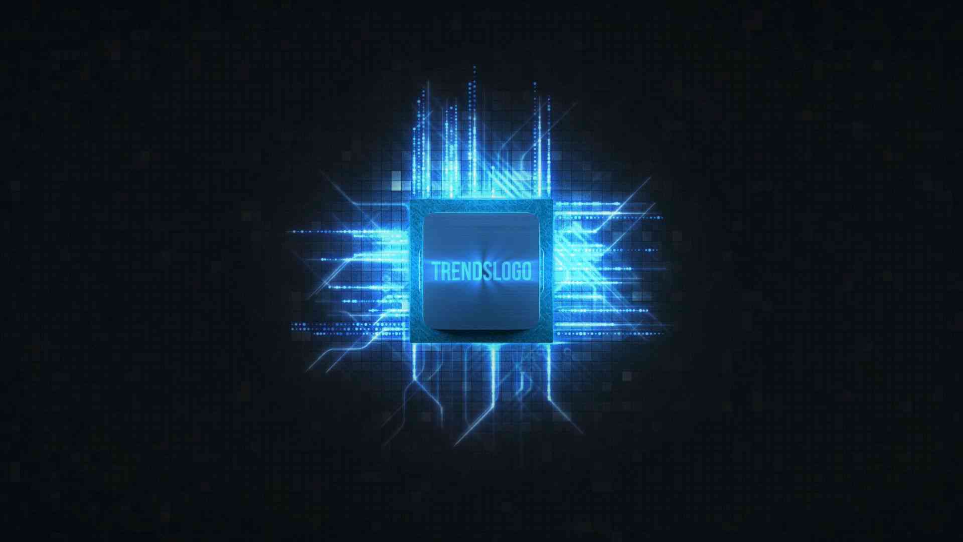 Abstract Technology Chip Premiere Pro logo video template with futuristic chip animation