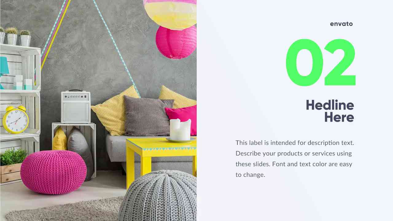 Screenshot of Cute & Playful Slideshow Template, a bright and fun style.