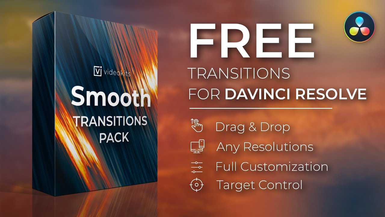 Screenshot of 100+ free Davinci Resolve transitions for smooth video editing