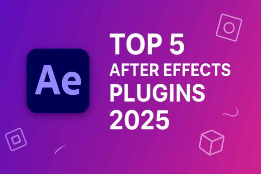 After Effects top plugins 2025 thumbnail with AE logo and motion graphic gradient background